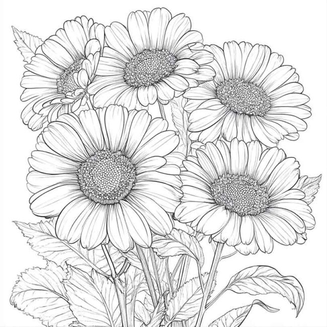 desenhos de gerberas para imprimir e colorir pintar png 28