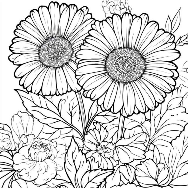 desenhos de gerberas para imprimir e colorir pintar png 10
