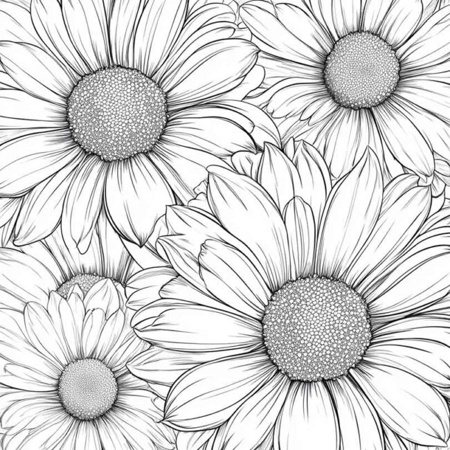 desenhos de gerberas para imprimir e colorir pintar png 13
