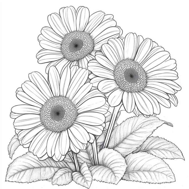 desenhos de gerberas para imprimir e colorir pintar png 29
