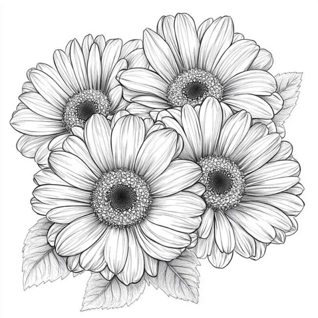 desenhos de gerberas para imprimir e colorir pintar png 16