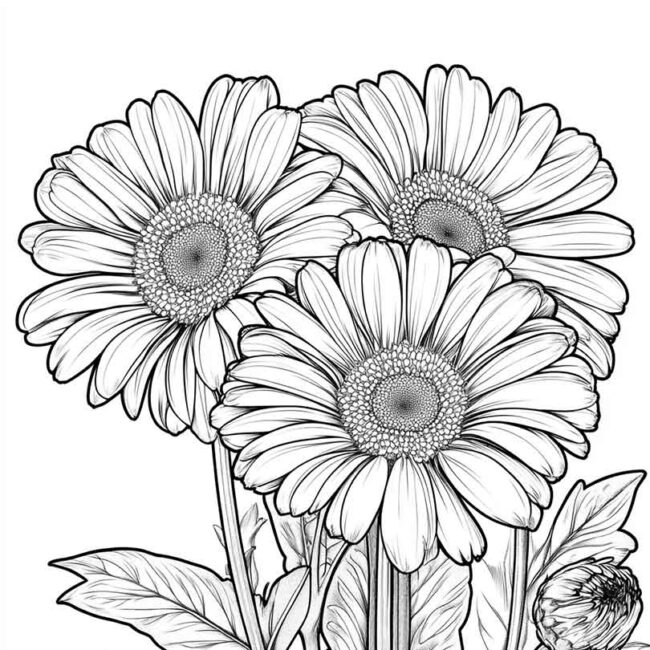 desenhos de gerberas para imprimir e colorir pintar png 24
