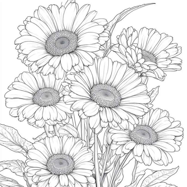 desenhos de gerberas para imprimir e colorir pintar png 26