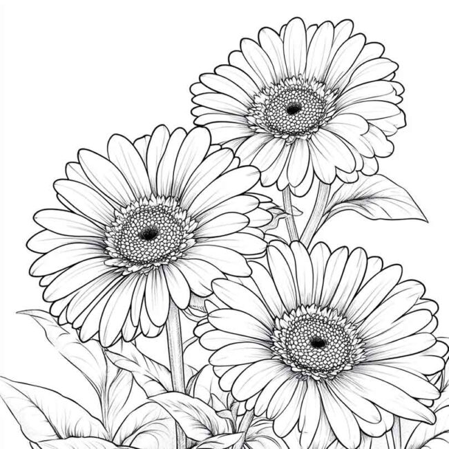 desenhos de gerberas para imprimir e colorir pintar png 27