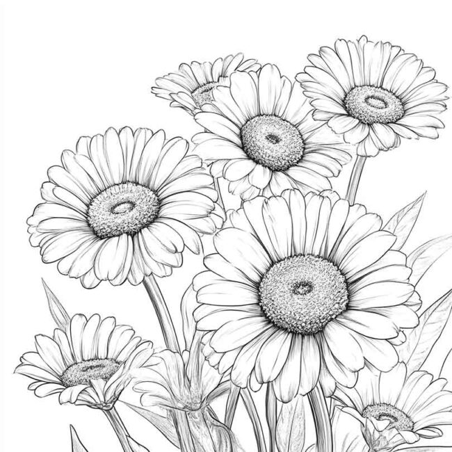 desenhos de gerberas para imprimir e colorir pintar png 18