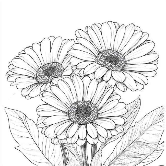 desenhos de gerberas para imprimir e colorir pintar png 11
