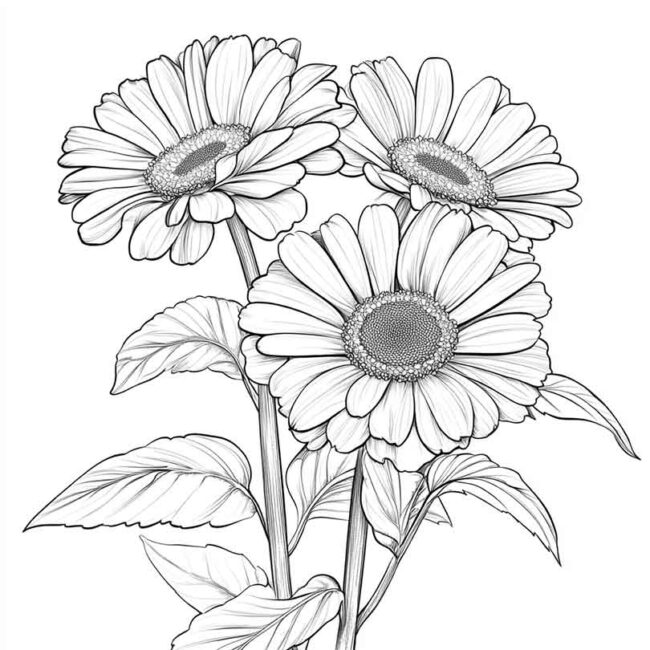 desenhos de gerberas para imprimir e colorir pintar png 15