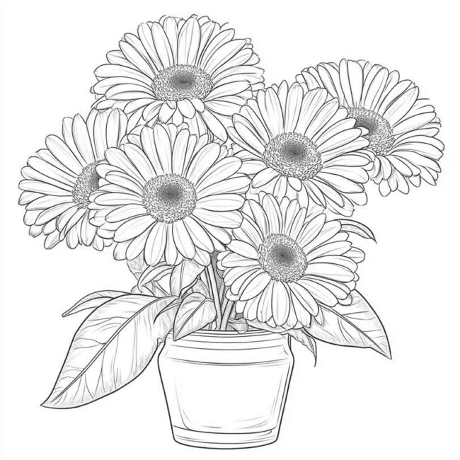 desenhos de gerberas para imprimir e colorir pintar png 14