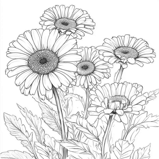desenhos de gerberas para imprimir e colorir pintar png 31