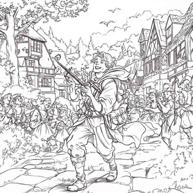 Desenhos de Flautista de Hamelin para Imprimir e Colorir 9 Desenhos de Flautista de Hamelin para Imprimir e Colorir 9