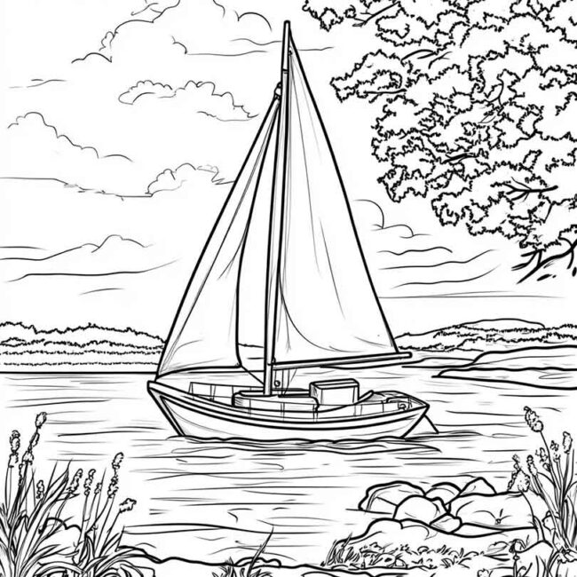 Desenhos de Barco a Vela para Imprimir e Colorir 9 Desenhos de Barco a Vela para Imprimir e Colorir 9