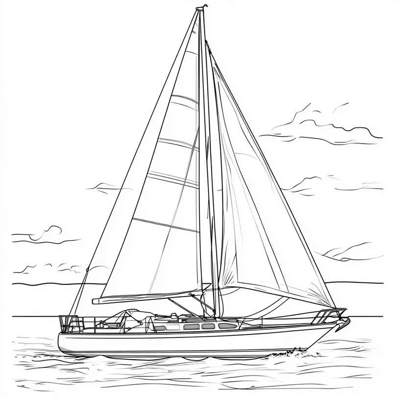 Desenhos de Barco a Vela para Imprimir e Colorir/Pintar