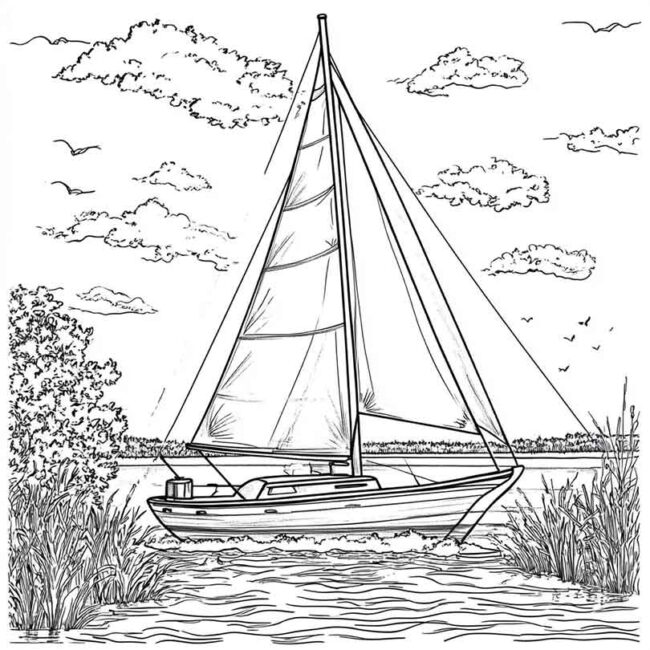 Desenhos de Barco a Vela para Imprimir e Colorir 6 Desenhos de Barco a Vela para Imprimir e Colorir 6