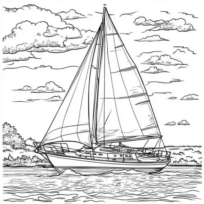 Desenhos de Barco a Vela para Imprimir e Colorir 7 Desenhos de Barco a Vela para Imprimir e Colorir 7