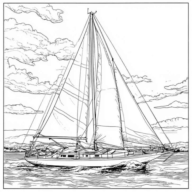 Desenhos de Barco a Vela para Imprimir e Colorir 5 Desenhos de Barco a Vela para Imprimir e Colorir 5