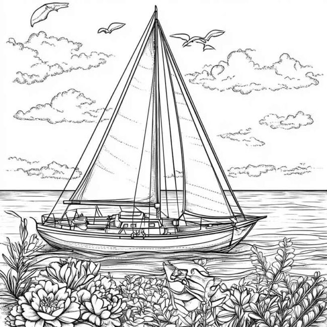 Desenhos de Barco a Vela para Imprimir e Colorir 2 Desenhos de Barco a Vela para Imprimir e Colorir 2
