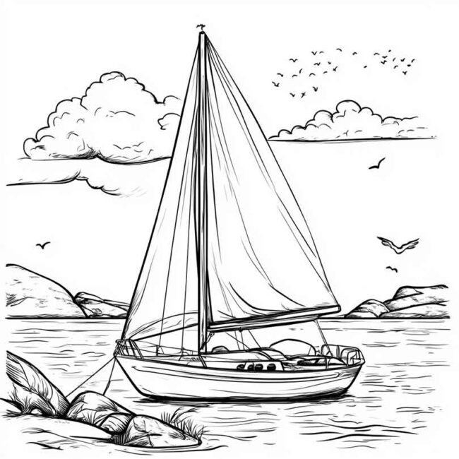 Desenhos de Barco a Vela para Imprimir e Colorir 21 Desenhos de Barco a Vela para Imprimir e Colorir 21