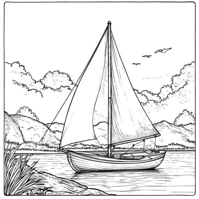 Desenhos de Barco a Vela para Imprimir e Colorir 14 Desenhos de Barco a Vela para Imprimir e Colorir 14