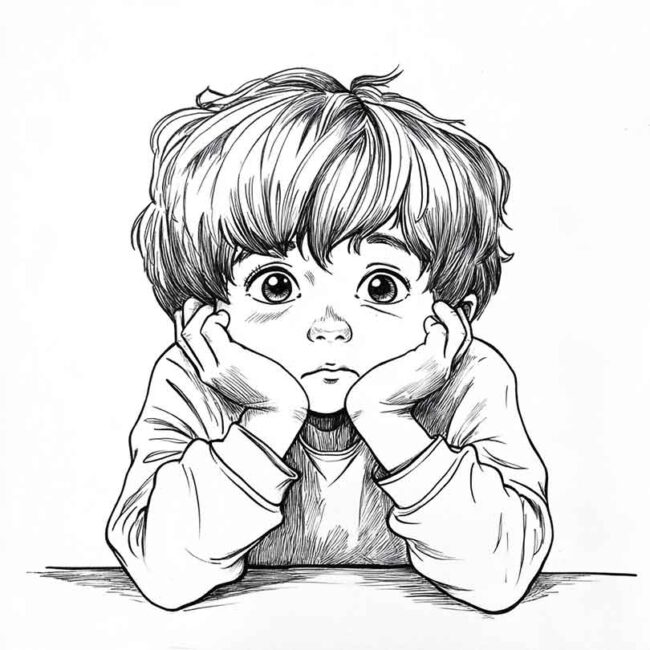 Desenhos de Menino Timido Timidez para Imprimir e Colorir 9