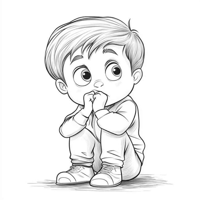 Desenhos de Menino Timido Timidez para Imprimir e Colorir 6