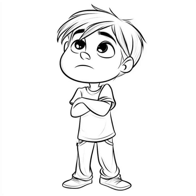 Desenhos de Menino Timido Timidez para Imprimir e Colorir 3