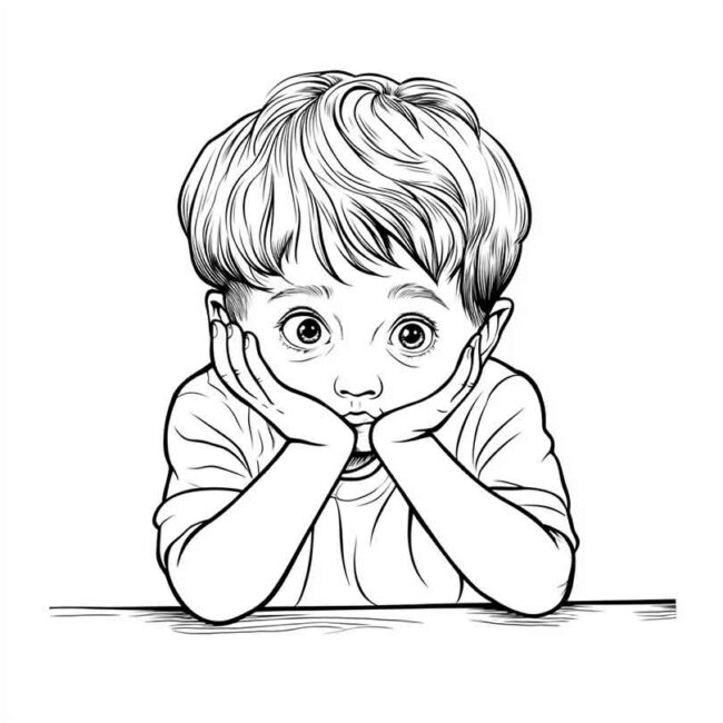 Desenhos de Menino Timido Timidez para Imprimir e Colorir 10