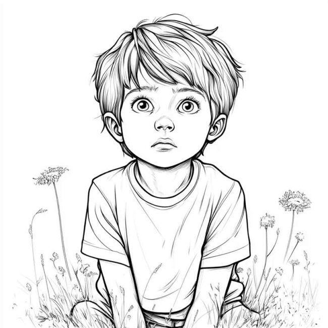 Desenhos de Menino Timido Timidez para Imprimir e Colorir 12