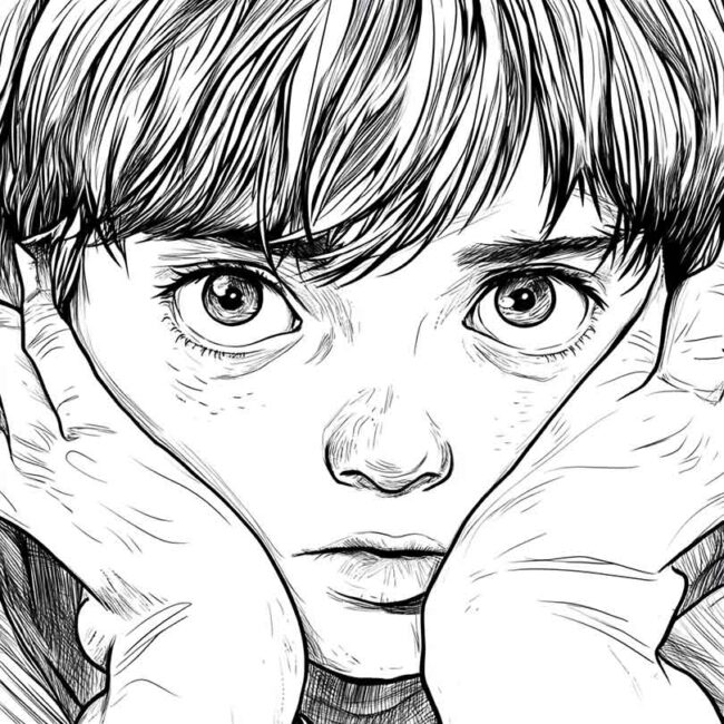 Desenhos de Menino Timido Timidez para Imprimir e Colorir 15
