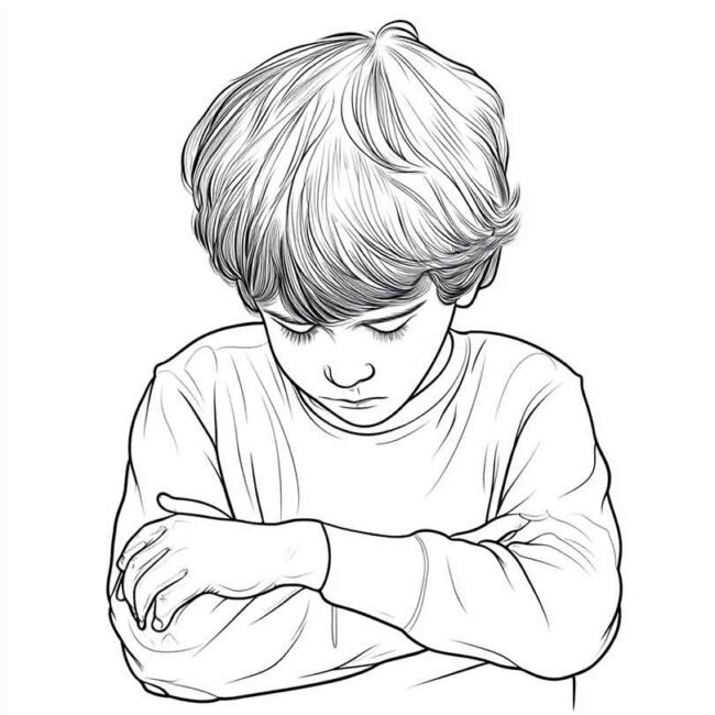Desenhos de Menino Timido Timidez para Imprimir e Colorir 13