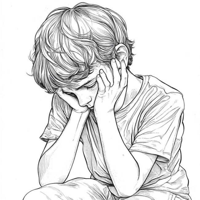 Desenhos de Menino Timido Timidez para Imprimir e Colorir 19