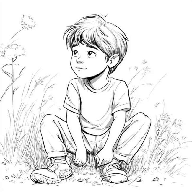 Desenhos de Menino Timido Timidez para Imprimir e Colorir 11