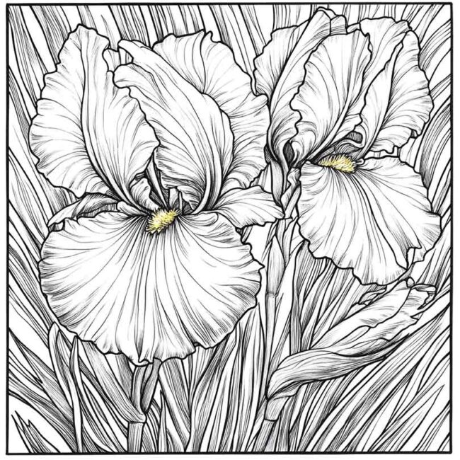 Desenhos do Flor de Iris para Imprimir e Colorir 2