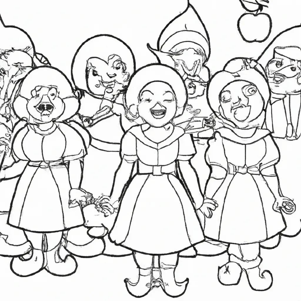 Desenhos da Sorridente Branca de Neve e os Sete Anões para Imprimir e ...