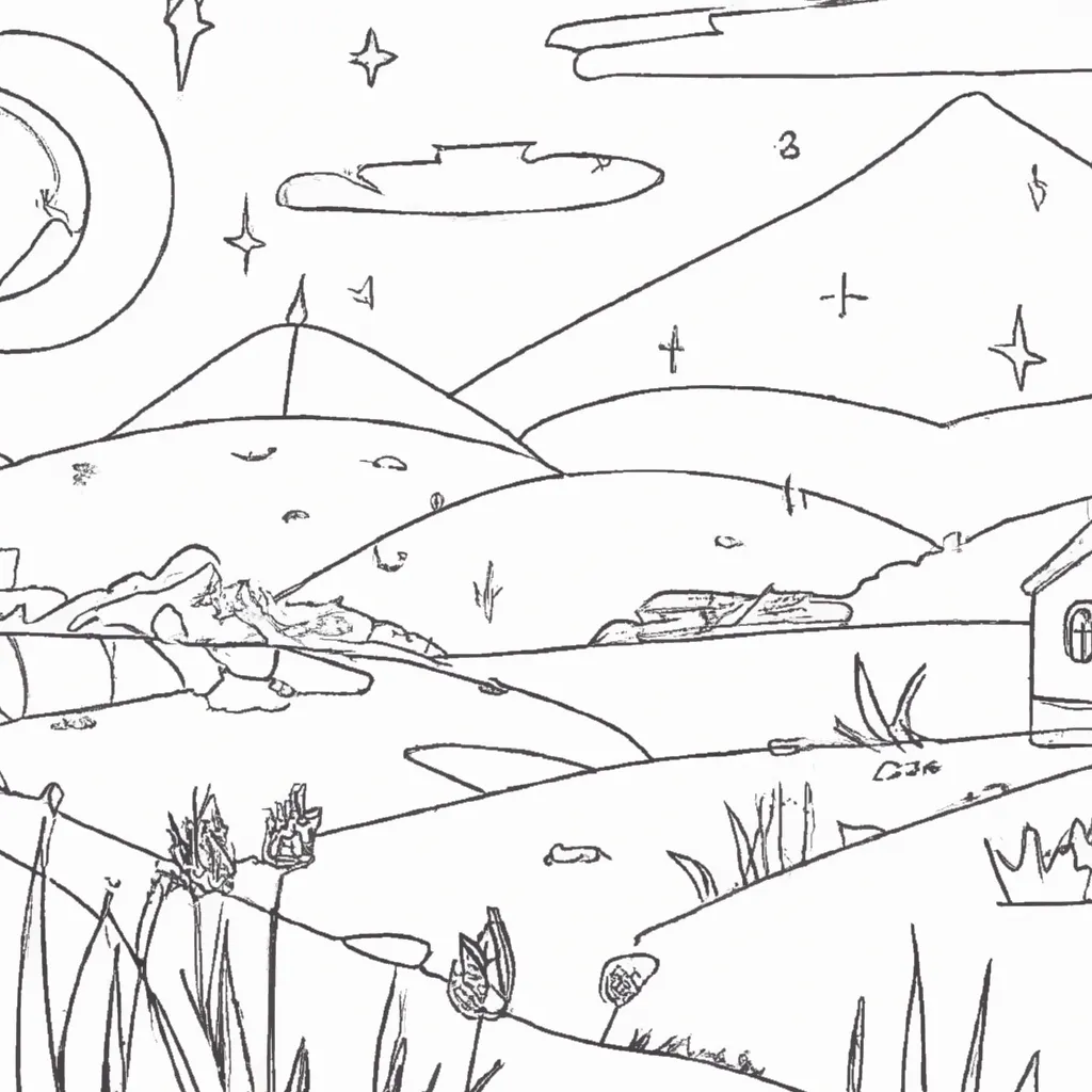desenhos paisagens noturnas imprimir colorir 4
