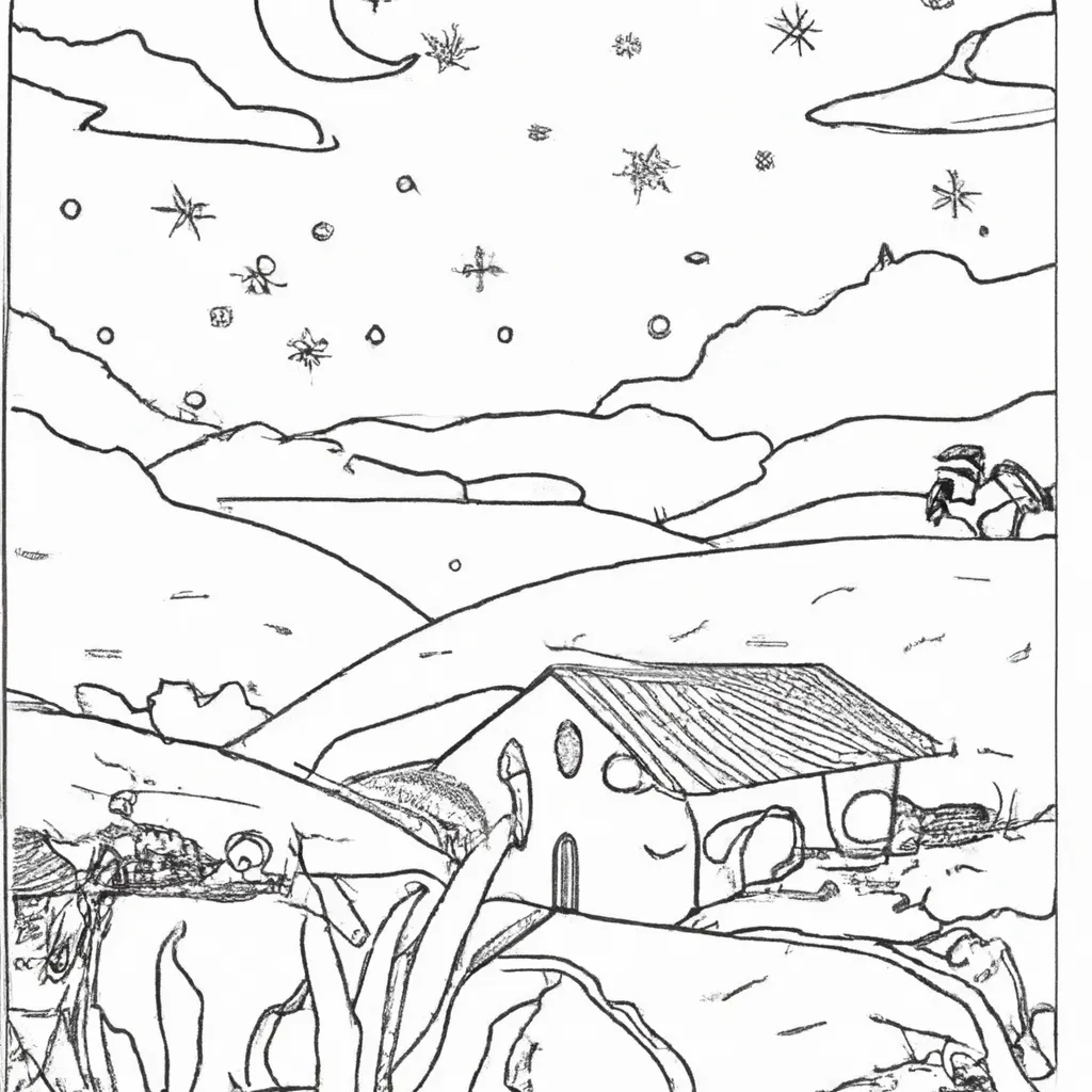 desenhos paisagens noturnas imprimir colorir 7