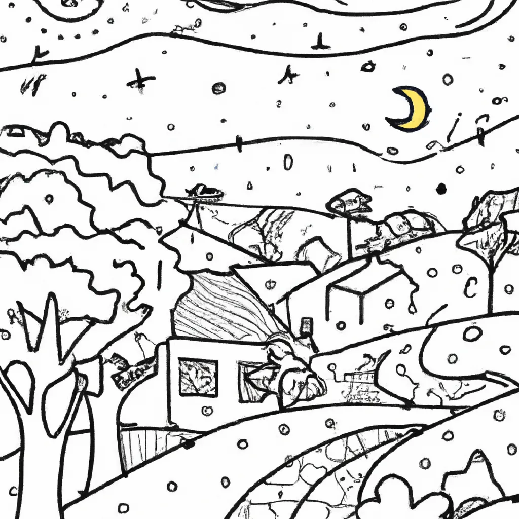 desenhos paisagens noturnas imprimir colorir 12