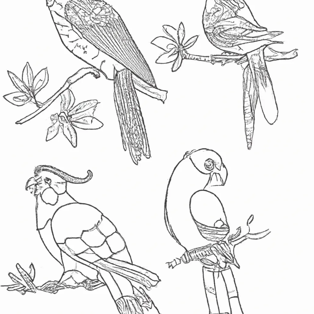 Desenhos de Aves Exóticas para Imprimir e Colorir
