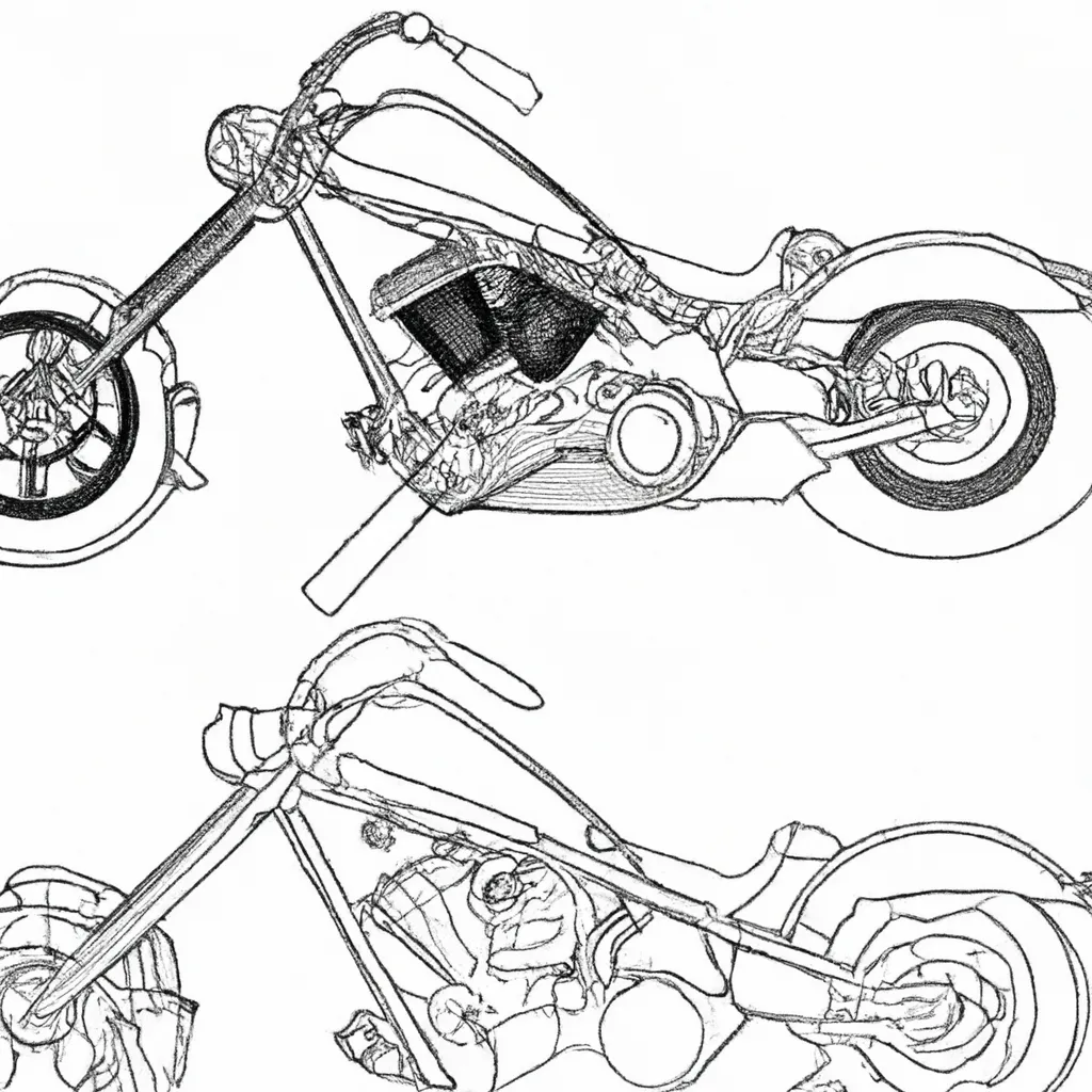 Desenhos de Motocicletas Chopper para Imprimir e Colorir