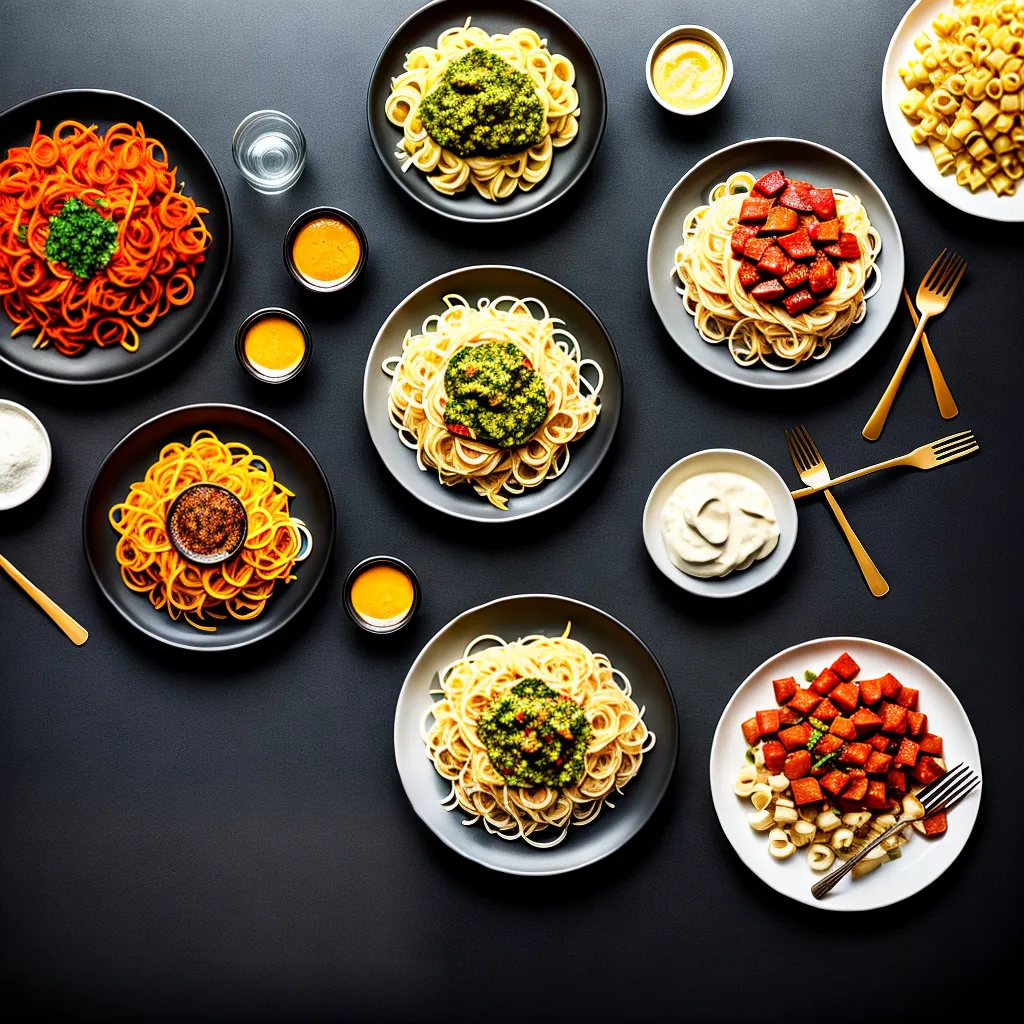 Fotos espalhe pasta sabores cores