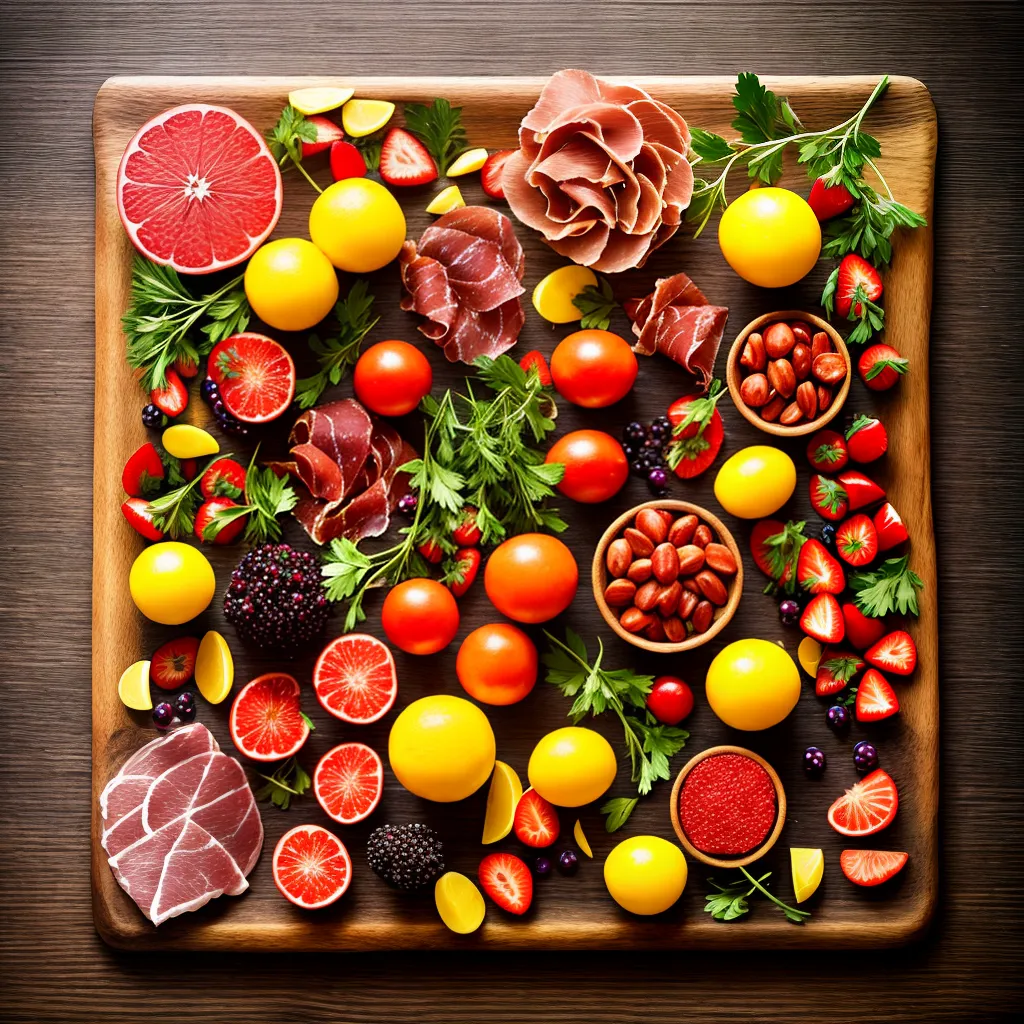 Fotos aperitivos verao tabua rustica frutas prosciutto