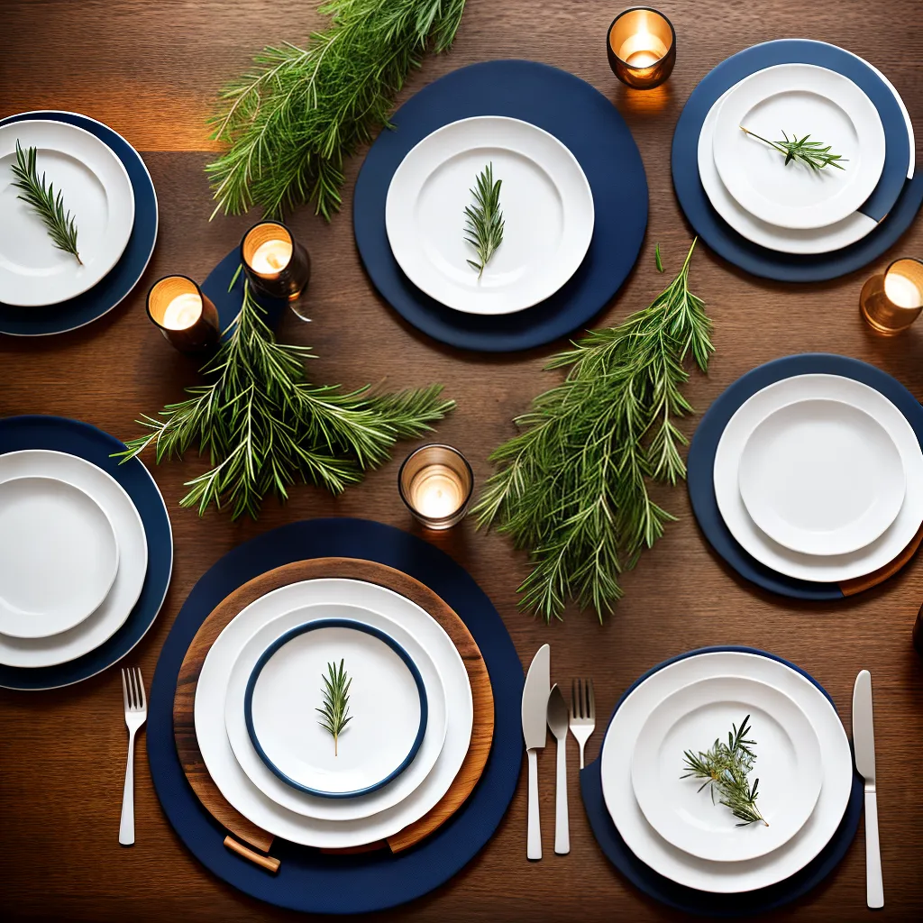 Fotos mesa ceramica azul branco herbs bruschetta