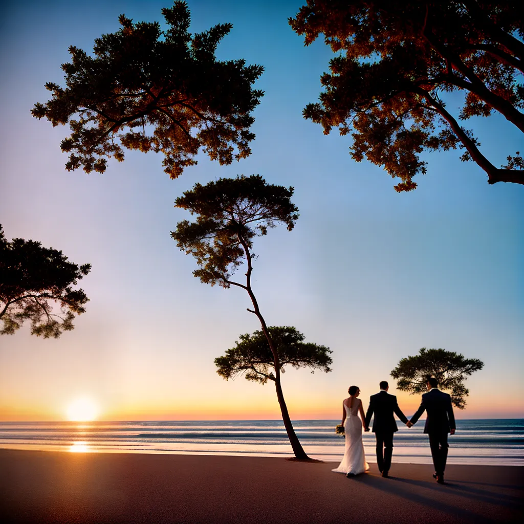 Fotos casamento praia por do sol casal