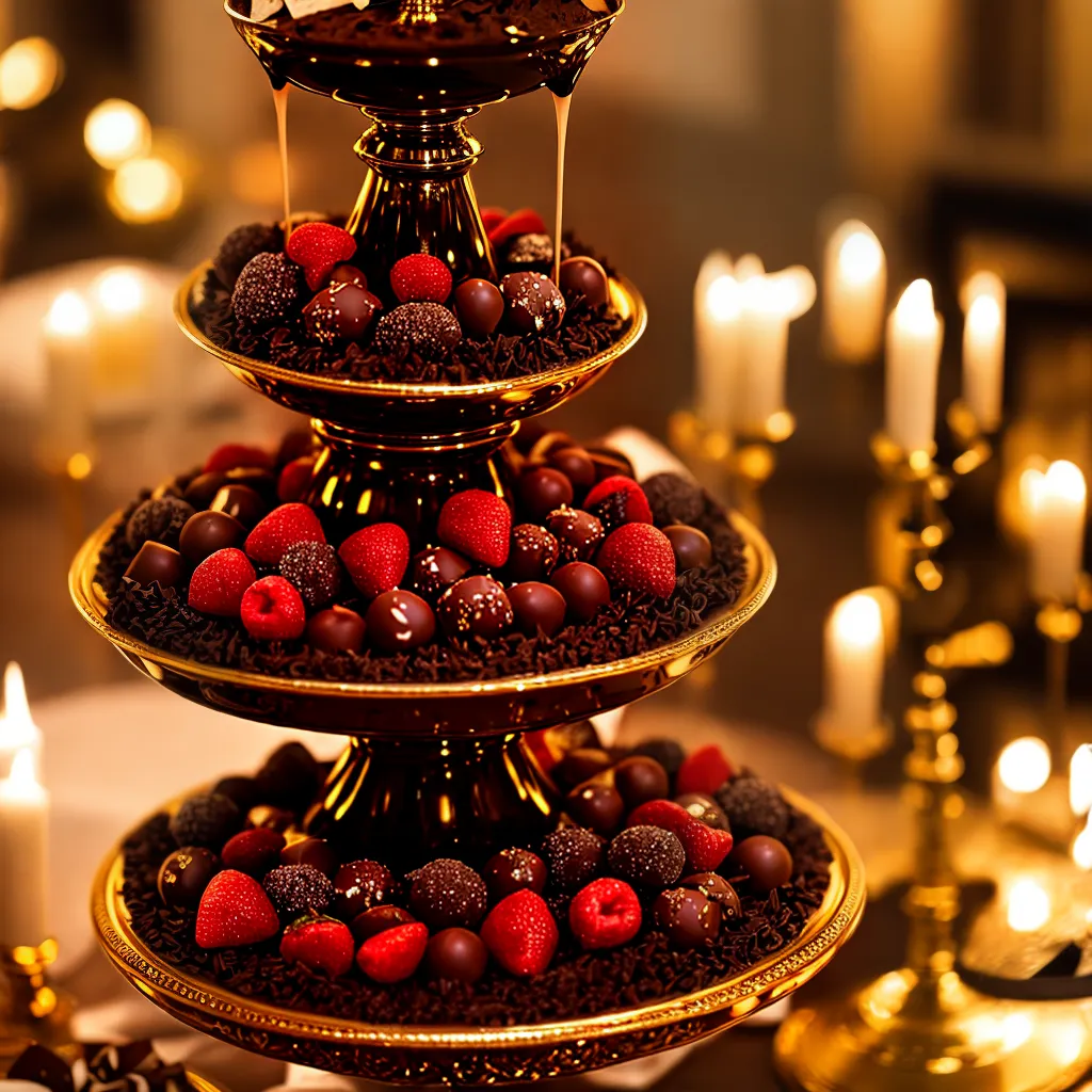 Fondue de chocolate com morangos à luz de velas