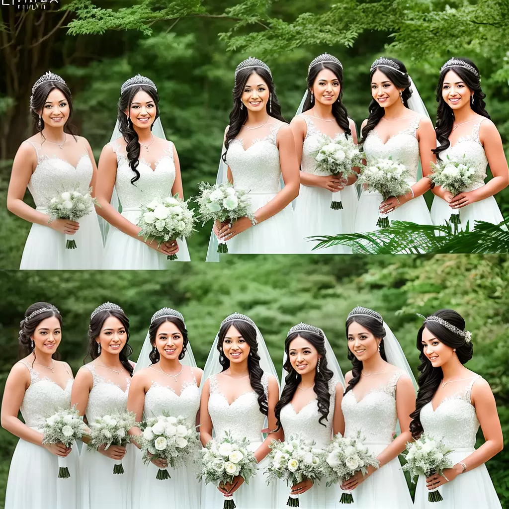 Fotos noiva cabelo longo tiara prata vestido renda damas flor