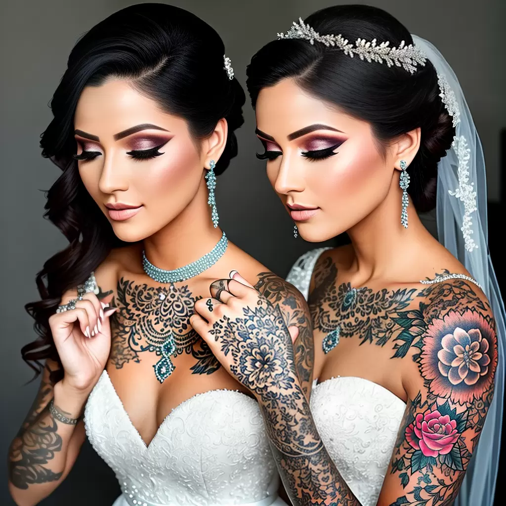 Fotos noiva tatuada maquiagem mao