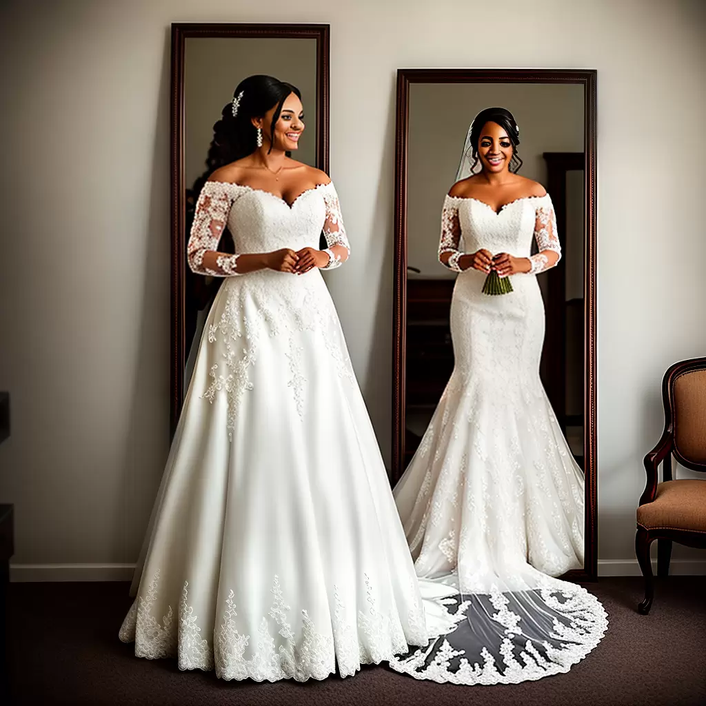 Fotos noiva espelho vestido renda silhueta