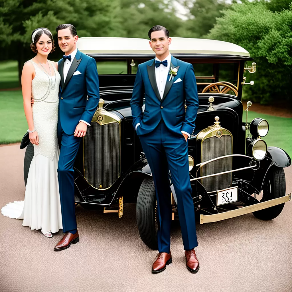 Fotos casamento vintage 1920 noivos carro