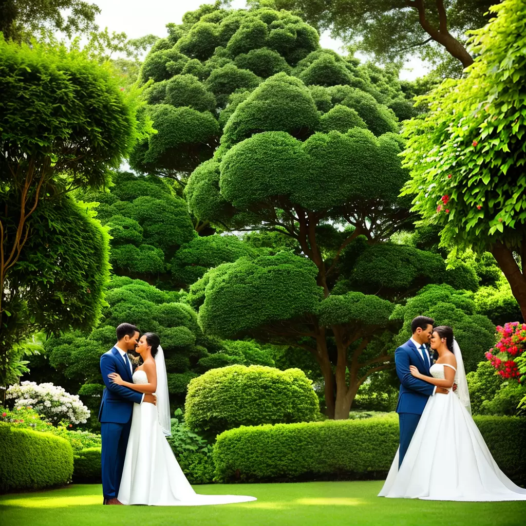 Fotos casamento jardim noiva vestido noivo azul