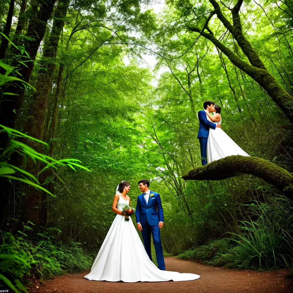 Fotos casamento sustentavel floresta noivos