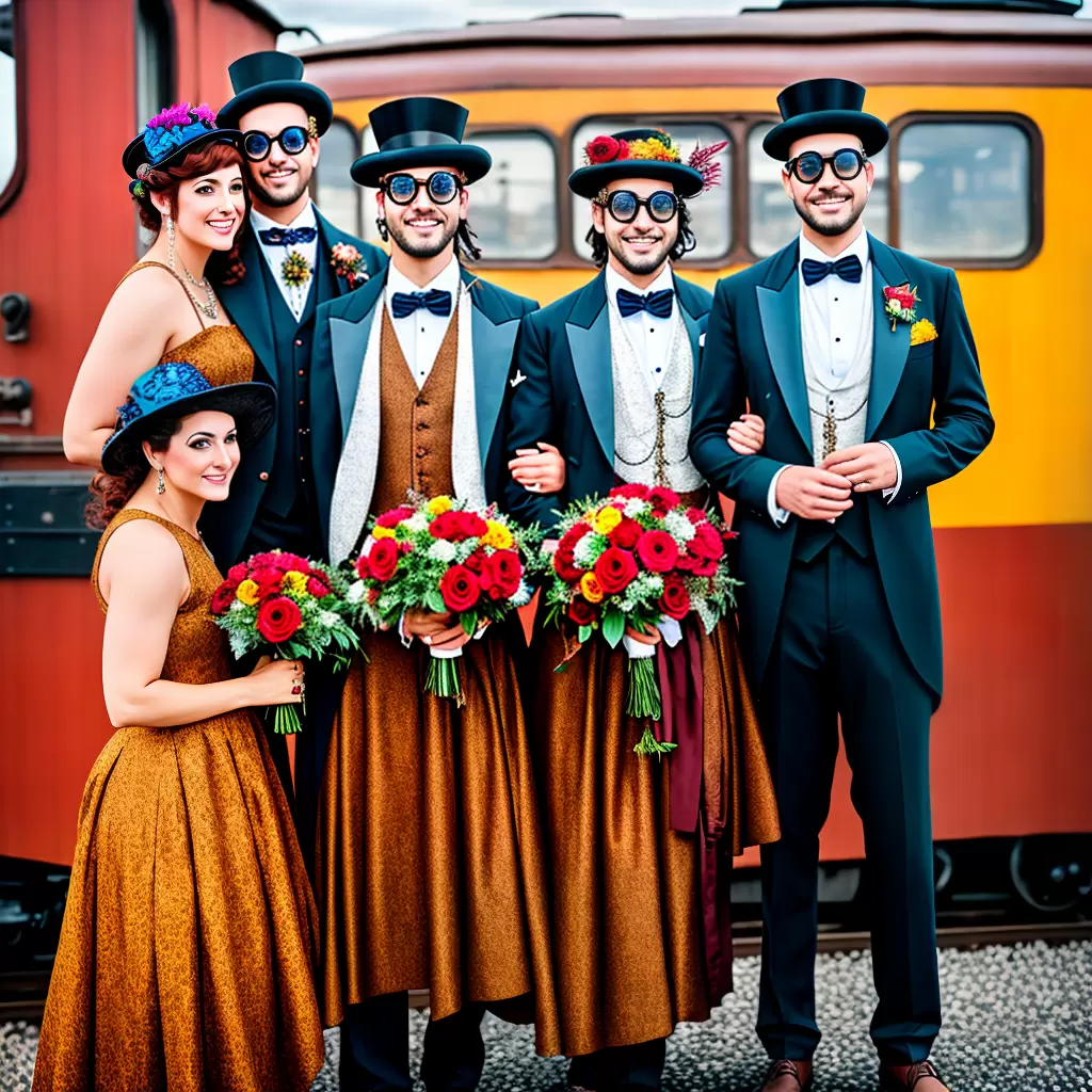 Fotos casal steampunk trem vintage